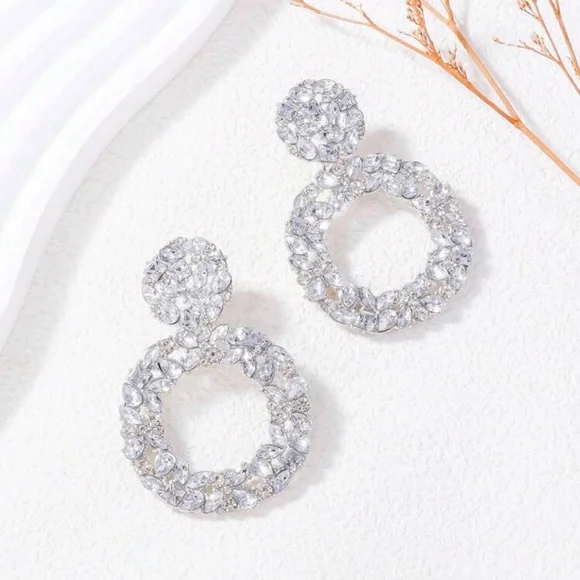 Rhinestone Statement Earrings - Picture 2 of 4